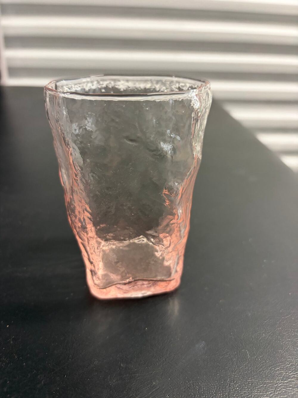 Morgantown Seneca Driftwood Crinkle Pink Glass Flat Tumblers 4 1/8”
